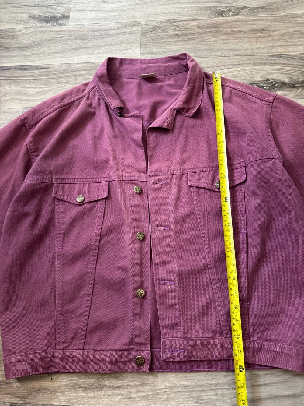 Vintage Overdyed Burgundy Purple Denim Trucker Jacket 100% Cotton Size L/XL